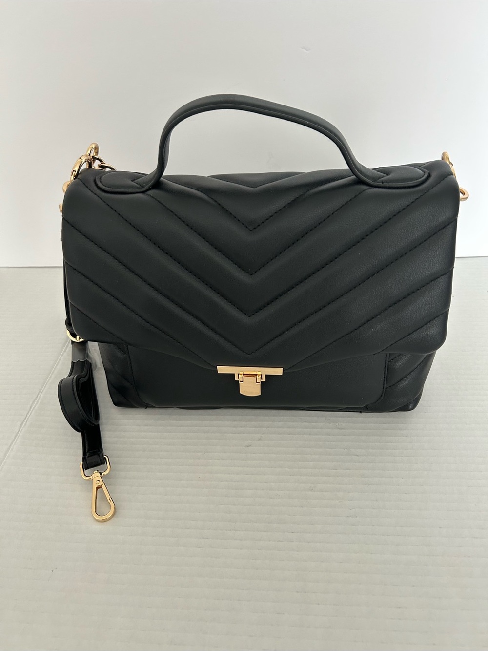 A New Day/ NWT/ Structured Quilted Top-Handle Bag in Black/cross body as well